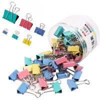 多尺寸可选大中小号彩色长尾夹票据燕尾夹筒装四色长尾夹