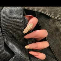 欧美长梯裸色穿戴甲可反复使用暖色调颜色随机发可以要色板选颜色