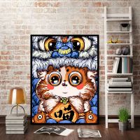 diy数字油画卡通手工填色儿童涂色成人减压装饰画海绵宝宝