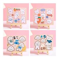 ins卡通防水pvc贴纸可爱少女心贴画手账本装饰|兔子+小狗4张