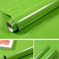 加厚烤漆壁纸柜子家具翻新贴纸橱柜衣柜贴纸色墙贴防水墙纸自粘|加厚绿色珠光 60厘米宽*3米长度