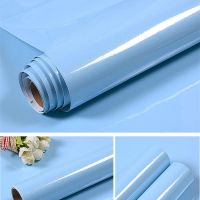 加厚烤漆壁纸柜子家具翻新贴纸橱柜衣柜贴纸色墙贴防水墙纸自粘|加厚天蓝珠光 60厘米宽*3米长度