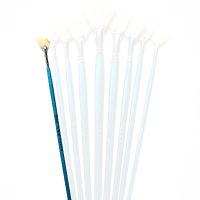 硬毛野猪鬃扇形笔套装9支水粉丙烯油画笔考试用扇形画笔单支|蓝杆扇形白猪鬃 7号单支