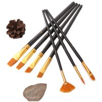 美术用品油画笔套装水彩笔油画刷勾线笔尼龙毛丙烯绘画艺术生用品|7支黑杆带扇形