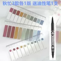莫兰迪色pvc标签活页索引贴 简约ins小清新色便利贴可撕标记贴|复古色索引贴-B系3款送笔1支