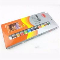 丙烯颜料12色幼儿园diy彩绘工具丙烯套装防水不掉色面具绘画画笔|12ml12色丙烯送2笔盒装