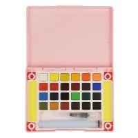 固体水彩颜料水粉画画美术用品泰伦斯36色绘画初学者颜料套装|24色樱粉色(精装) 单盒
