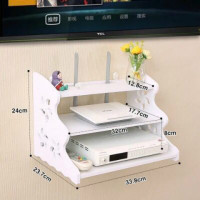 送无痕钉新款电视机顶盒架子免打孔路由器收纳wifi整理摆放置物架|雕花三层[送无痕钉]