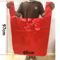 红色大号塑料方便袋子加厚服装打包收纳手提袋背心袋子|厚实款：宽65*高97 全新料无异味【100个】