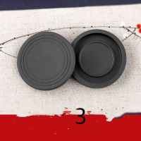 书法砚台原石材可磨墨带盖圆形墨海罗纹砚学生装墨盒墨池免费刻字|罗纹砚3寸送墨条 光面无字款