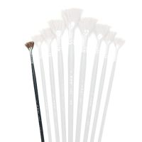 硬毛野猪鬃扇形笔套装9支水粉丙烯油画笔考试用扇形画笔单支|黑杆扇形野猪鬃 5号单支