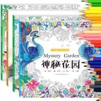 秘花园时间旅程手绘涂色填色书儿童涂色书成人减压画册秘密花园|加厚版[神秘花园全套4本]36色彩铅