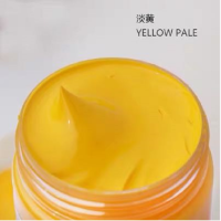 丙烯颜料套装纺织可用防水diy手绘涂鸦材料墙绘彩绘|淡黄 1L瓶装送压泵