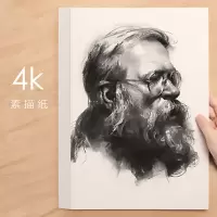 素描纸8开水粉纸4k素描纸8k美术绘画纸初学者铅画纸加厚素描纸4开|4K素描纸纯白160g[50张]