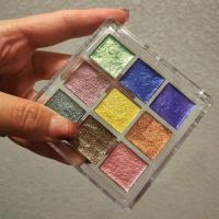 珠光水彩颜料固体分装 小清新马卡龙色美术绘画日式美甲晕染|9色余霞1ml[送水笔+调色盘]