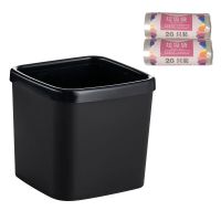 桌面垃圾桶带压圈迷你无盖杂物桶小垃圾方形桶办公桌厨房客厅|马卡龙黑(小号)+专用袋2卷