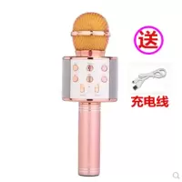 无线麦克风 手机k歌宝 蓝牙麦克风k歌 无线变声话筒麦音响|玫瑰金简配