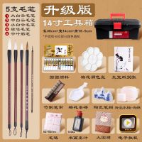 国画颜料12色工具中国画套装初学者水墨工笔画24色36色成人|升级版18件套[14寸工具箱]送围裙 18色12ml