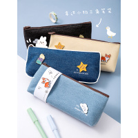 三年二班简约帆布笔袋女孩ins日系文具袋小学生铅笔盒男孩文具盒