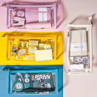 透明笔袋大容量女简约初中生高中生小学生日系文具袋文具盒ins潮少女考试学生用三角化妆包袋