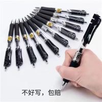 按动中性笔0.5mm黑色笔芯k35签字笔会议笔碳素笔学生考试水笔