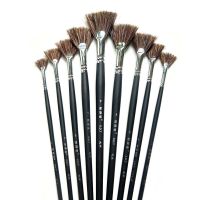 野猪鬃扇形水粉笔套装9支装丙烯油画笔考试扇形画笔盒单支