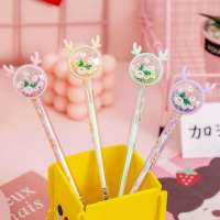 卡通小鹿亮片中性笔小清新学生水性笔考试笔办公签字笔