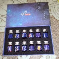 新款十二星座墨水套装,24节气彩色非碳素钢笔墨水古风金粉彩墨