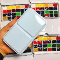 猫头鹰学院级小史水彩分装24色固体水彩官配手账颜料足