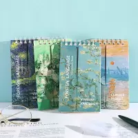 油画便携单词本简约ins风随身英文记忆带挡板线圈本小本子英语本