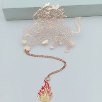 故宫博物馆银杏叶莲花好运锦鲤镂空系列玫瑰金属书签文创意礼物