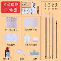 国画初学者套装中小学生工具箱国画颜料入门白云笔收纳12色24