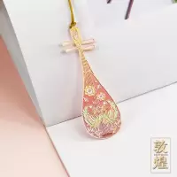 博物馆文创意敦煌系列琵琶九色鹿佛莲金属艺术书签纪念品