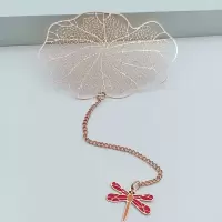故宫博物馆银杏叶莲花好运锦鲤镂空系列玫瑰金属书签文创意礼物