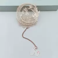 故宫博物馆银杏叶莲花好运锦鲤镂空系列玫瑰金属书签文创意礼物