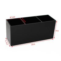 黑色亚克力化妆品三格整理收纳盒桌面美妆眼影腮红刷桶眉笔筒简约