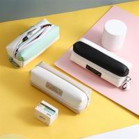 韩版双层大容量文具盒铅笔盒初中男女简约笔袋小学生创意pu文具袋