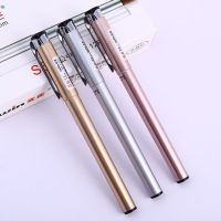 0.5mm商务中性笔 学生用黑色子弹头 办公签字笔 金属色碳素笔