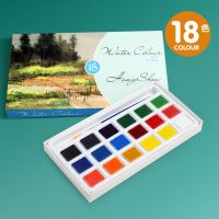 固体水彩颜料套装小学生初学者儿童小巧盒装美术水笔彩油粉画绘画