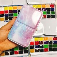 猫头鹰学院级小史水彩分装24色固体水彩官配手账颜料足