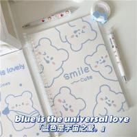 蓝色盐系奶油兔小熊b5活页线圈本学习小清新横线彩页手账本