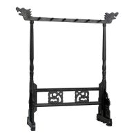 龙头毛笔架6挂12针鸡翅木笔挂 红木文房四宝书法用品实惠款