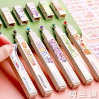 荧光笔标记学生重点复古色大容量莫兰迪色系双头记号笔记笔