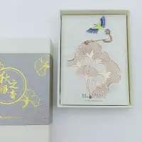 故宫博物馆银杏叶莲花好运锦鲤镂空系列玫瑰金属书签文创意礼物