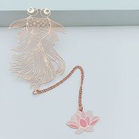 故宫博物馆银杏叶莲花好运锦鲤镂空系列玫瑰金属书签文创意礼物