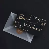 创意手工diy烫金贺卡商务邀请函生日祝黑色小卡片感谢留言卡|bestwishes