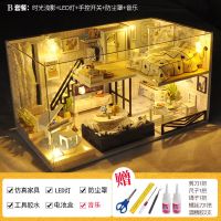 diy小屋别墅手工制作拼装阁楼房子创意生日礼物男女情侣玩具儿童|时光浅影+防尘罩+工具胶水+音乐机芯