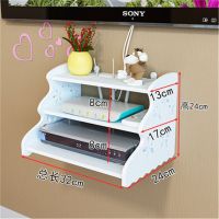 机顶盒架置物架隔板路由器收纳盒壁挂客厅电视墙装饰免打孔收纳架|白色三层机顶盒 无痕钉+粘钩+打孔三种安装配件