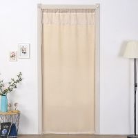 布艺门帘遮光隔断帘家用空调卧室卫生间厨房试衣间免打孔窗帘装饰|时尚米 宽80*高190送杆