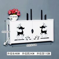 机顶盒架置物架路由器客厅卧室电视墙上壁挂收纳架整理搁板免打孔|加厚双开门(小鹿) 无痕钉安装+膨胀螺丝安装